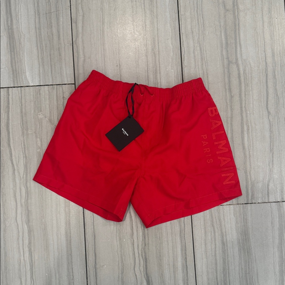 Balmain Vibrant Red Swim Trunks